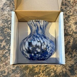 Juliska Blue & White Glass Vase